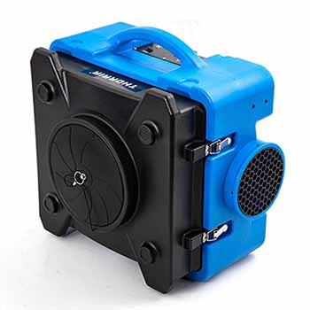 Blue and black Thorair air scrubber designed for high-performance indoor air purification