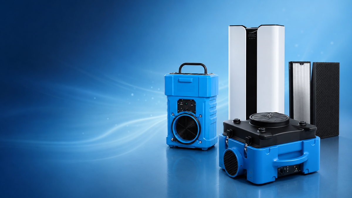 Three Air Purity on a blue background