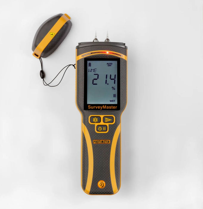 Thorair PROTIMETER SurveyMaster moisture meter with yellow and black design and protective cap