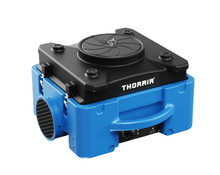 Thorair air ventilation unit in blue and black for improving air quality in packages