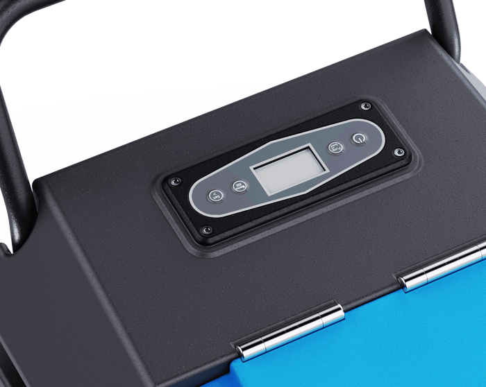 Control panel of Thorair® 70L dehumidifier with digital display and control buttons