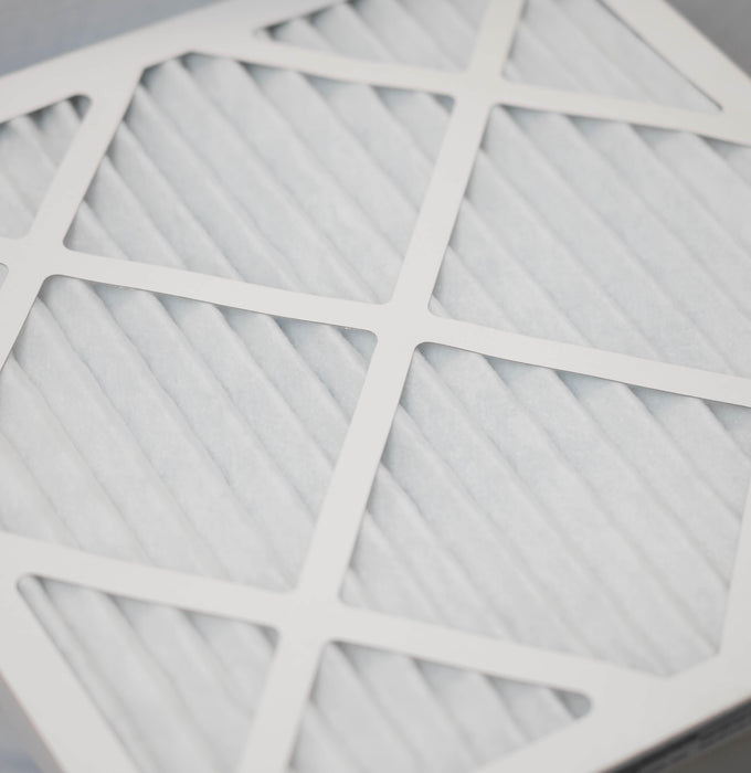 Close-up of Thorair air filter with white pleated material and sturdy plastic frame