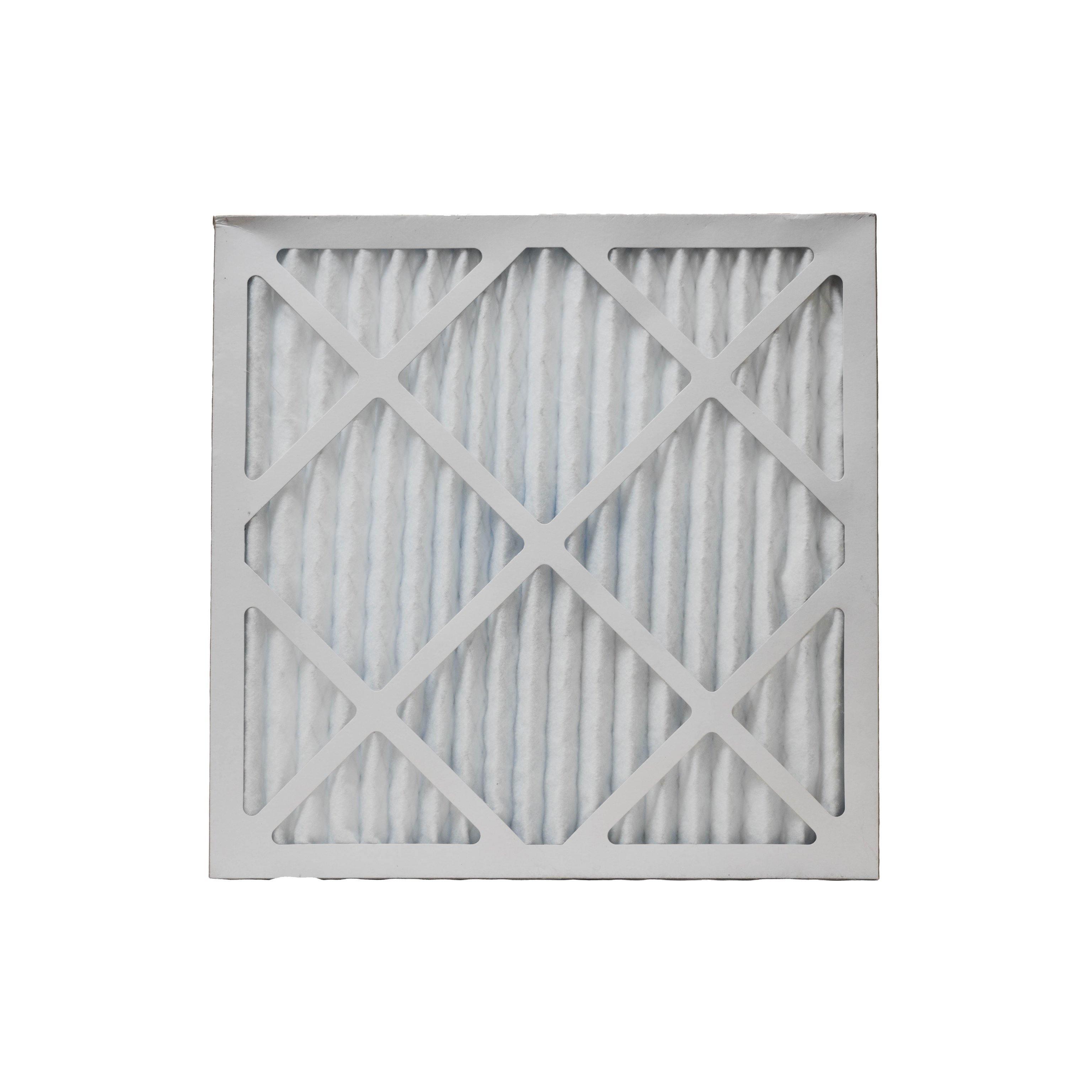 Thorair air filter with pleated white filter material and sturdy cardboard frame