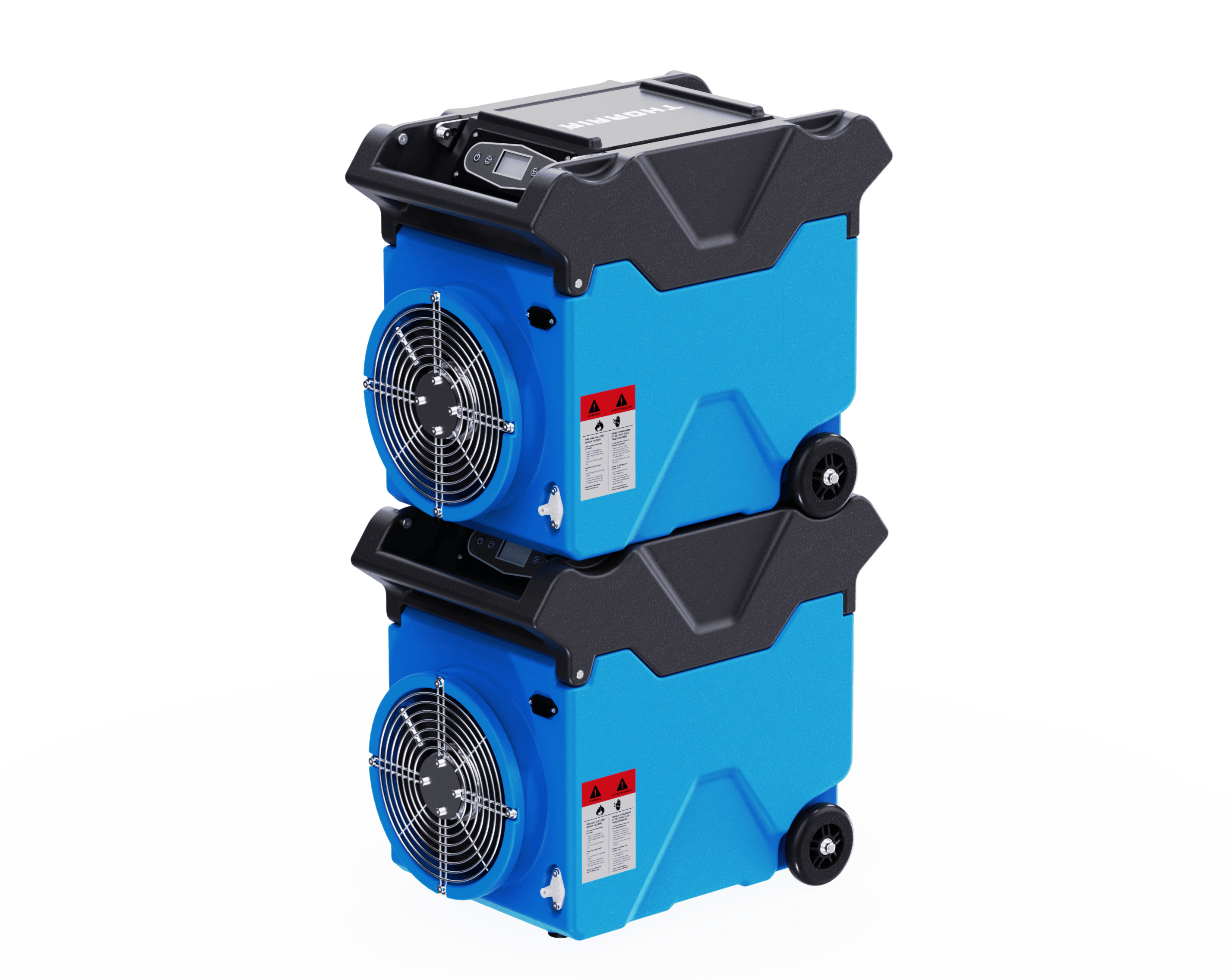 Thorair 50L dehumidifier stackable design with user-friendly control panel and durable wheels
