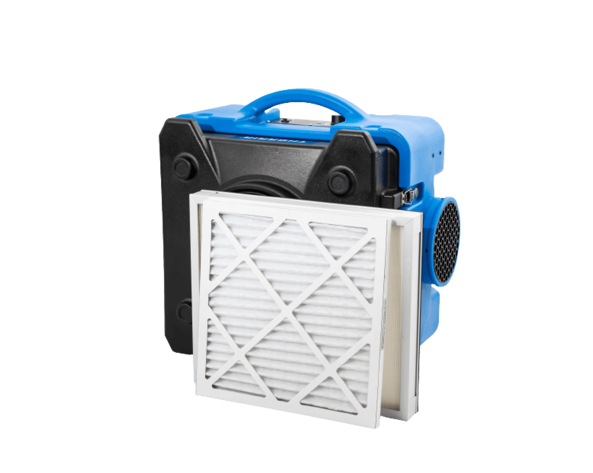 Thorair blue portable air scrubber with removable white filter for improved air quality