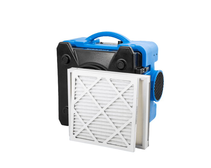Thorair blue portable air scrubber with removable white filter for improved air quality