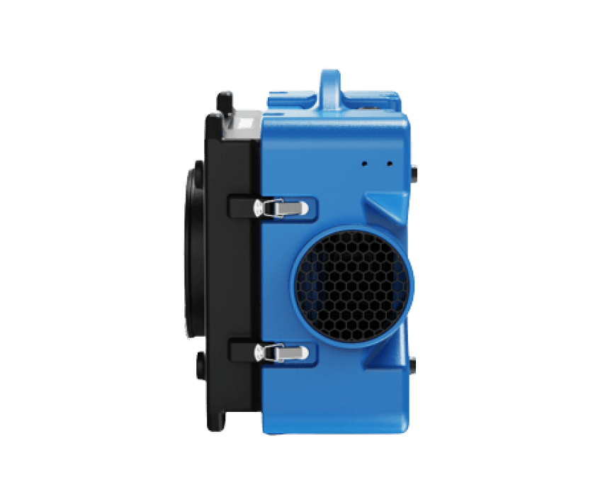 Thorair blue air scrubber with black ventilation grill and secure metal latches for air purification