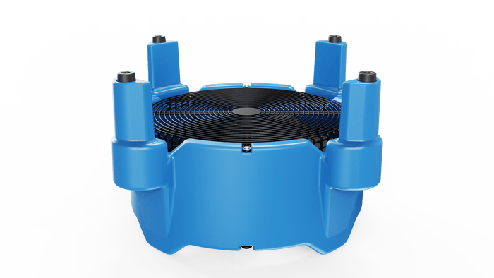 Thorair blue industrial air spring with black top and four mounting points for vibration isolation